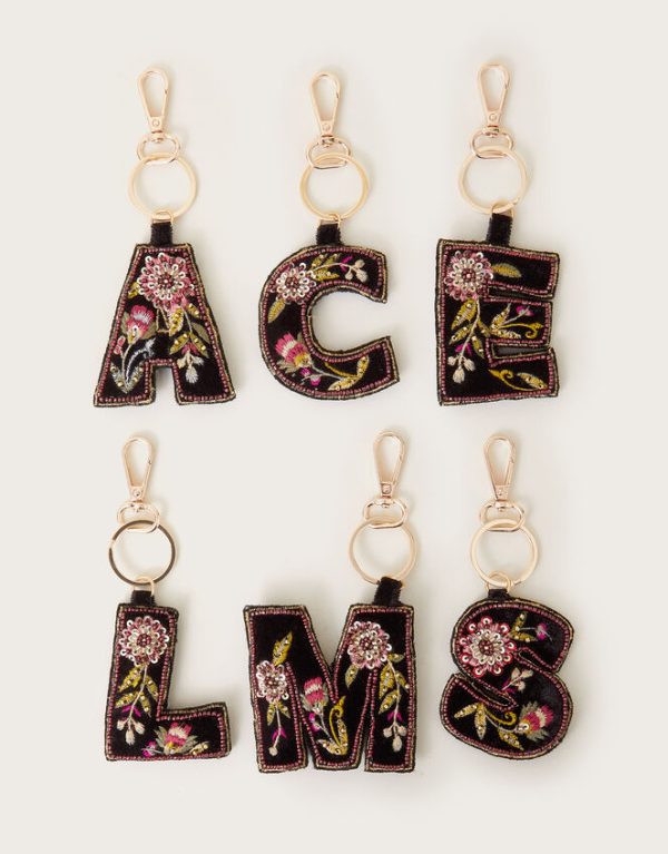 Monsoon Embellished Floral Initial Keyring Black - Image 4