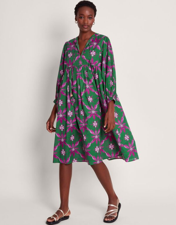 Monsoon La Galeria Elefante Smock Dress Green - Image 2