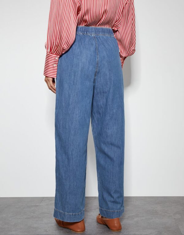 Monsoon Harper Short Wide Leg Crop Jeans Blue - Image 4