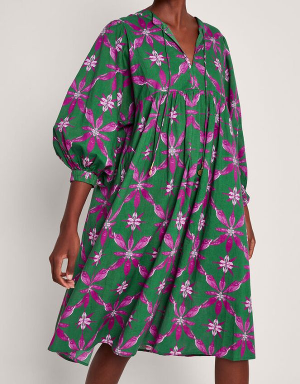 Monsoon La Galeria Elefante Smock Dress Green - Image 4